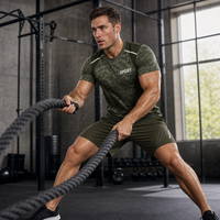 Vêtements d'entraînement de sport personnalisés OEM, 100% polyester, respirants, anti-transpiration, t-shirt et short de sport