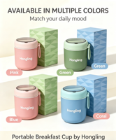 Tasse à petit-déjeuner isotherme Hong Ling en acier inoxydable 316/304 de 530 ml, facile à transporter pour une utilisation en extérieur