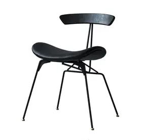 免费样品时尚设计木质金属复古椅子餐厅KD深色木椅