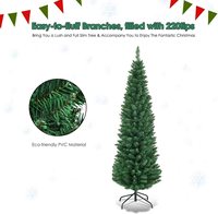 Arbre de noël vert mince en PVC complet de 5 pieds pour la décoration extérieure et intérieure