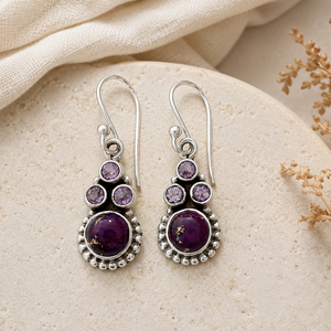 Vintage Purple <b>Blue</b> Green Drop <b>Earrings</b> Women Elegant Fashion Jewelry - Product Image 3