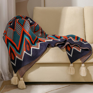 Queue de lit ethnique couverture de canapé tricotée bohème climatisation sieste décoration d'hiver couverture Raschel solide <span class=keywords><strong>Plaid</strong></span> géométrique - Product Image 4