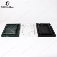 Plateaux décoratifs de salle de bain en marbre de style nordique 2025, accessoires en pierre marron et porte-savons, fabrication OEM Malaisie TR-001D-INGR
