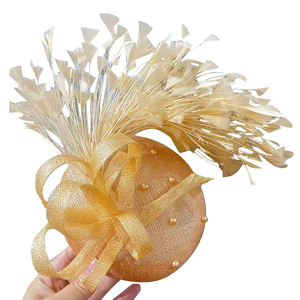 หมวกซินาเม่ผ้าตาข่ายขนนกระเบิดสำหรับเจ้าสาว - Product Image 1