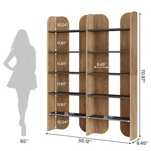Étagère à livres autoportante en bois moderne SENYU avec étagères ouvertes pour le bureau à domicile, meubles de rangement décoratifs - Product Image 2