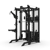 POWERMAN Máquina de Entrenamiento Funcional Comercial, Máquina Smith 1:1 y 2:1, Polea Superior, Remo Bajo, Crossover de Cables Todo en Uno para Gimnasio en Casa