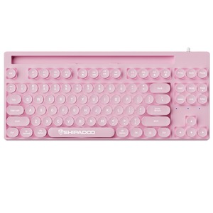 K87 Wired Keyboard 87 Keys Mechanical Feel Rainbow Backlit Cool Glow Suspended Keycaps Gaming with Phone <b>Holder</b> - Product Image 2