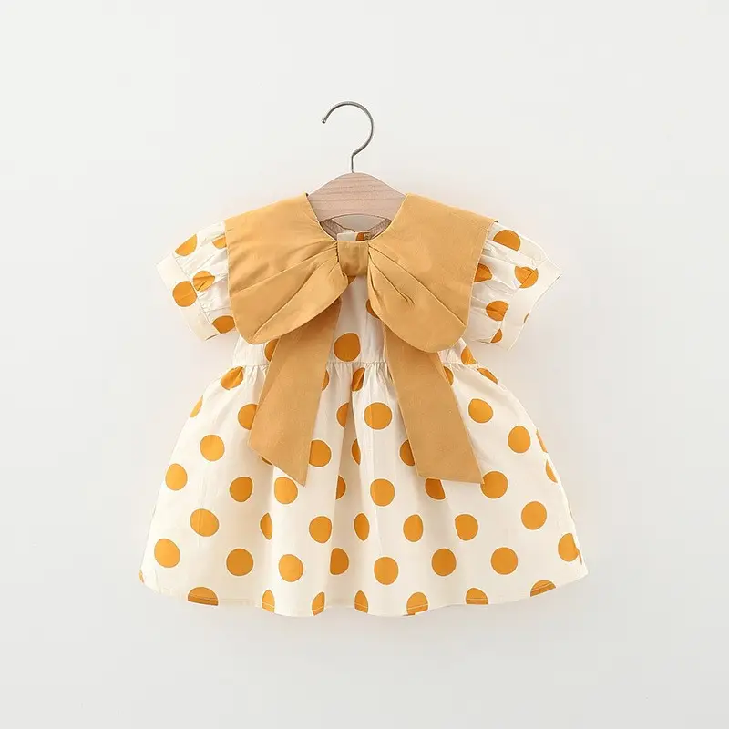 Style Preppy col claudine une ligne coton été à manches courtes nouveau Design de haute qualité filles bébé fille robes enfants