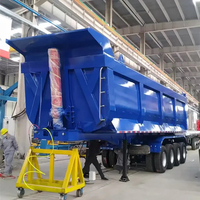 Semi-remorque benne arrière 3 essieux, capacité 50 tonnes, benne hydraulique en U pour le transport de minerai en Indonésie