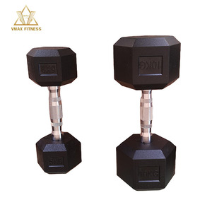 Ensemble d'haltères hexagonales en caoutchouc noir, revêtement caoutchouc, vente en gros, pas cher, poids personnalisés en <span class=keywords><strong>LBS</strong></span>/KG, 10 KG, <span class=keywords><strong>20</strong></span> KG - Product Image 5