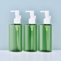 Sérum de soin pour la peau, démaquillant, shampoing, bouteille en plastique PET 150 ml, bouteille en plastique verte pour démaquillant avec pompe à pression