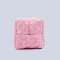 Mode toilette cosmétiques sac Floral tissu éponge voyage soins de la peau pochette rose clair serviette maquillage sacs avec vichy à l'intérieur