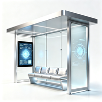 Abri de bus en acier galvanisé prêt à être expédié, design moderne avec écran d'information numérique pour les projets de transport public.