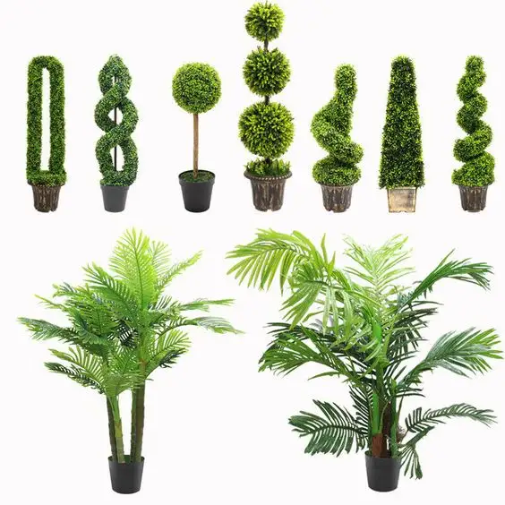 Figo folha falsa de 6 pés para decoração de jardim ao ar livre, cipreste artificial, topiaria natural, planta de vegetação natural