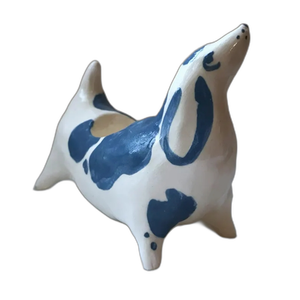 Candelero pequeño de cerámica hecho a mano para perro salchicha - Product Image 4
