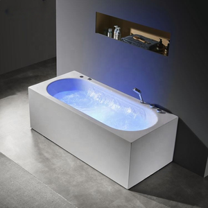 Baignoire en alcôve Baignoire à remous rectangulaire en acrylique blanc avec jets de massage, baignoire spa encastrée et autoportante - Product Image 1