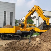 Dumper sur chenilles de 8 tonnes avec bras d'excavatrice, chenilles en caoutchouc, benne basculante hydraulique pour plantations d'huiles de palme et mines