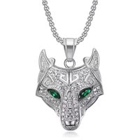 Colliers Pendentifs Hip Hop en Acier Inoxydable Plaqué Or 18K pour Femme, Motif Loup Viking Celtique, Sertis de Diamants, Bijoux de Mode Raffinés