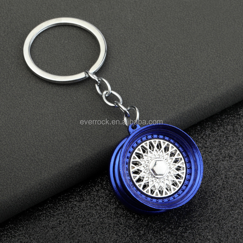 Good Stock Metal Car Parts Keychains Branded Keychain Car Modified BBS  Wheel Hub Simulation Low Lying Hellaflush Car Key Chain