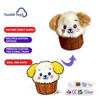 Porte-clés en peluche personnalisé en forme de tasse pour chien, adorable chiot en peluche avec art personnalisé pour souvenirs et cadeaux promotionnels