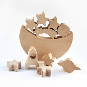 Jeu d'équilibre lunaire en bois en vrac, jouet Montessori de bonne qualité, vente en gros directe d'usine - Product Image 1