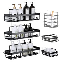 Rak Organizer Dinding Tanpa Bor Tipe Gantungan untuk Perlengkapan Kamar Mandi dan Shower