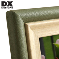 DX DESIGNS Cadre photo en bois et cuir PU vert 4x6 5x7 8x10, double couche, pour bureau, chambre, salon, salle à manger, décoration de maison de style farmhouse