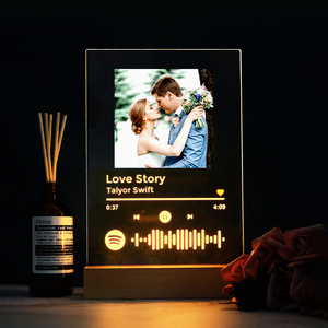 Vente flash - Lampe LED en bois massif personnalisée à 7 couleurs, impression acrylique avec photo et lecteur de musique pour la décoration de la pièce et les cadeaux - Product Image 4