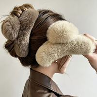 Vente en gros de pinces à cheveux vintage pour femmes, pinces à cheveux en fourrure de lapin de luxe, extra grandes (15 cm), nouvelles, accessoires pour cheveux