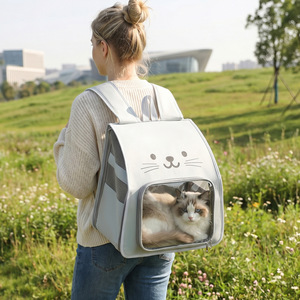 Cat Carrier <b>Backpack</b> Breathable Foldable Large Capacity For Cats Outdoor Travel Gray Pink Green <b>Khaki</b> - Product Image 2