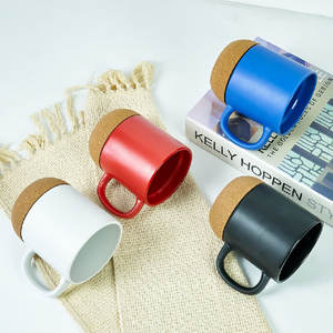 แก้วกาแฟเซรามิกเคลือบด้านพร้อมฐานไม้ก๊อกและฝาปิด สกรีนโลโก้ได้ - Product Image 3