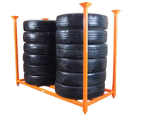 Étagère de rangement pour pneus de camion pliable et empilable en acier robuste à plusieurs niveaux, revêtement en poudre électrostatique anti-corrosion