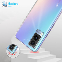 IExplore Soft Crystal Clear Transparent 2mm TPU Phone case avec Fingerprint Proof Spot pour Vivo V21E 5G V605G Y400 V50 LITE 5G