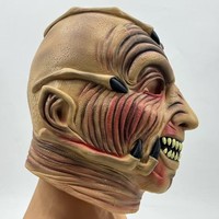 Masque intégral en latex Alien vs Predator pour Halloween, avec yeux tombants et dents aiguisées, idéal pour les fêtes et les accessoires de cosplay