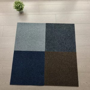 Patchwork Square Tufted Carpet Tile Medium Thickness Low Pile Polypropylene <b>Rubber</b> Backing Anti Slip Commercial Use Office - Product Image 1
