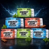 Chewing-gum sans sucre, sans aspartame, aromatisé aux fruits, avec caféine (extrait de Guarana), marque OEM