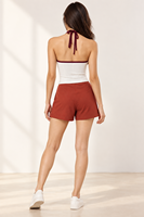 Ensemble deux pièces pour femme : Crop top halter et jupe-short cargo mini à motif floral avec poches, vente en gros, personnalisable