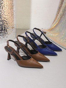 Escarpins slingback Xuanhui en cuir verni <span class=keywords><strong>bleu</strong></span> <span class=keywords><strong>marine</strong></span> à bout pointu et <span class=keywords><strong>talon</strong></span> de 7,5 cm pour femme - Product Image 6