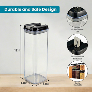 <b>Clear</b> <b>Plastic</b> Airtight Food Storage <b>Containers</b> for Kitchen Storage - Product Image 3