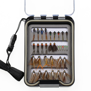 Ensemble de 32 mouches de pêche à la truite, collection de mouches sèches, humides, nymphes, streamers, perdigons, <span class=keywords><strong>euro</strong></span>-mouches, assortiment avec boîte, kits de leurres de pêche à la <span class=keywords><strong>mouche</strong></span> - Product Image 1
