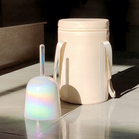 Bol chantant en cristal de quartz blanc aurore avec poignée, ensemble de bols de méditation et de sonothérapie avec sac, instrument de guérison sonore