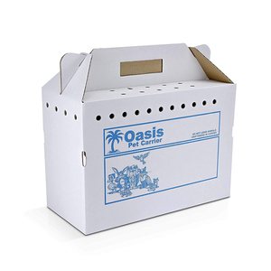 Pet transport box custom corrugated design custom cardboard pet carrier for animal