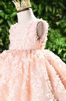 Robes d'été pour filles 2021, longueur genou, en tulle rose poudré avec appliques florales, pour fête d'anniversaire, ODM