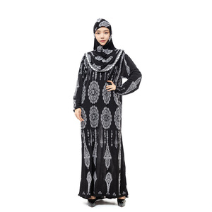 <span class=keywords><strong>Vestido</strong></span> musulmán para mujer, con pañuelo elástico y bata, venta al por mayor/OEM, envío directo - Product Image 1