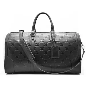 High Capacity PU Luggage Handbag Durable Travel Bag Leather Duffel Storage Bag With Custom Embossed Logo