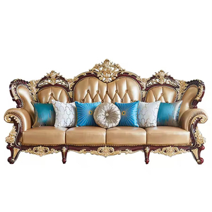 OE-FASHION divano personalizzato in stile europeo opulento: intagliato a mano, dorato in foglia d'oro e tessuto rivestito per <span class=keywords><strong>mobili</strong></span> per la casa - Product Image 1