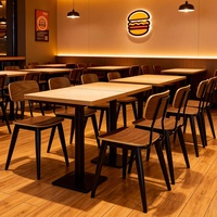 Ensemble table et chaises rustiques en métal et bois, vente en gros directe d'usine, mobilier commercial pour restaurants