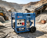Générateur diesel portable Yuchai 7 kW, 8 kW max, démarrage électrique, 230 V/400 V, châssis ouvert, silencieux, 50/60 Hz, AVR, roues, YC7GF-3
