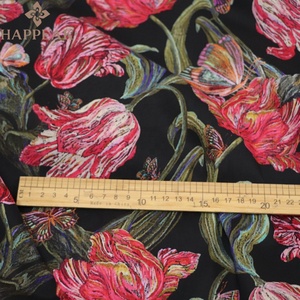 Tissu imprimé floral HAPPEAK style Liberty London années 80, 100% coton Tana Lawn 76 g/m², 145 cm de large, <span class=keywords><strong>noir</strong></span> et bleu, pour robes et chemises d'é<span class=keywords><strong>t</strong></span>é - Product Image 5