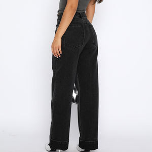 Women's Straight Leg Acid Washed Denim <strong>Pants</strong> Vintage Custom Logo Cotton Denim Trousers Low Waist Loose Fit Female Baggy <strong>Jeans</strong> - Product Image 5